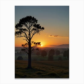 Sunset Over A Tree Canvas Print