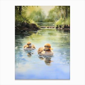 Ducklings Swimming Along 2 Canvas Print