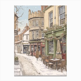 Vintage Winter Illustration Windsor United Kingdom 2 Canvas Print