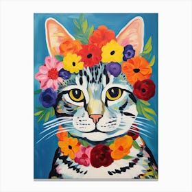American Shorthair Cat With A Flower Crown Painting Matisse Style 3 Canvas Print