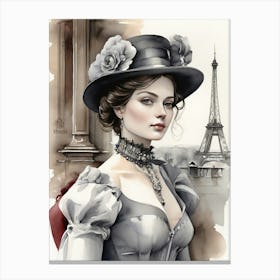 Victorian Woman In Paris art print Canvas Print
