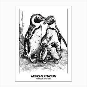 Penguin Feeding Their Chicks Poster 3 Canvas Print