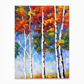European White Birch tree Abstract Block Colour Canvas Print