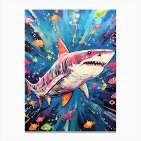  A Tiger Shark Vibrant Paint Splash 4 Canvas Print
