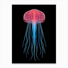 Turritopsis Dohrnii Importal Jellyfish Neon Illustration 3 Canvas Print