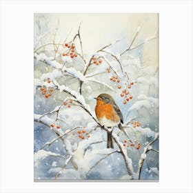 Winter Bird Painting Robin 7 Canvas Print