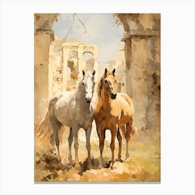 Horses Painting In Siena, Italy 1 Canvas Print