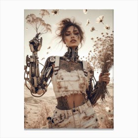 Robot Girl In The Desert Canvas Print