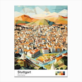 Stuttgart, Germany, Geometric Illustration 2 Poster Canvas Print