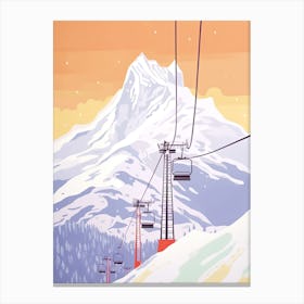 Chamonix Mont Blanc   France, Ski Resort Pastel Colours Illustration 3 Canvas Print