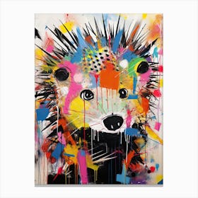 Graffiti Tales: Hedgehog's Journey in Basquiat Style Canvas Print