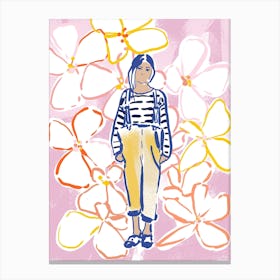 Girl in rain pants Canvas Print