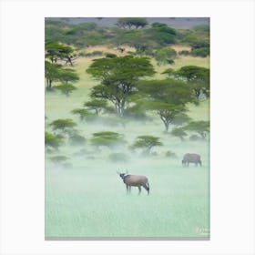 Serengeti National Park Tanzania Water Colour Poster Canvas Print
