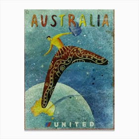 Vintage Travel Poster ― Australia United Canvas Print