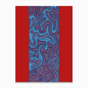 Coral Stitches Red & Blue Canvas Print