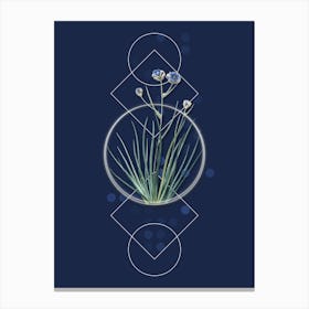 Vintage Blue Corn Lily Botanical with Geometric Line Motif and Dot Pattern n.0116 Canvas Print
