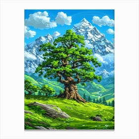 Lone Tree In The Mountains Canvas Print