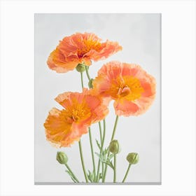 Marigold Flowers Acrylic Painting In Pastel Colours 6 Canvas Print