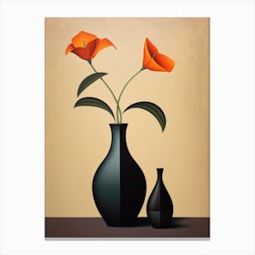 Flowers In Black Vase Canvas Print