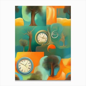 Clocks And Trees Canvas Print