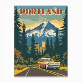 Portland, Oregon Vintage Travel Poster Canvas Print