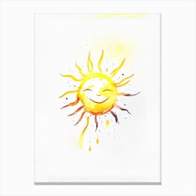 Smiling Sun 1 Symbol Minimal Watercolour Canvas Print