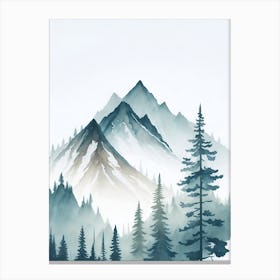 Mountain And Forest In Minimalist Watercolor Vertical Composition 131 Canvas Print