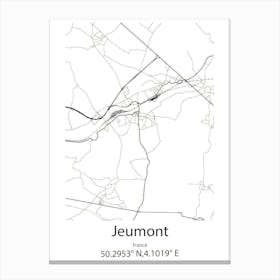 Jeumont,France Minimalist Map Canvas Print