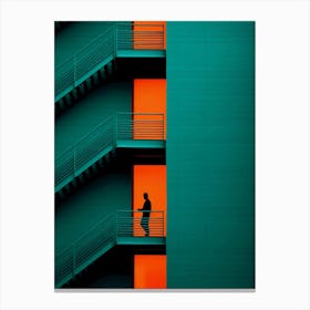 teal orange building Canvas Print