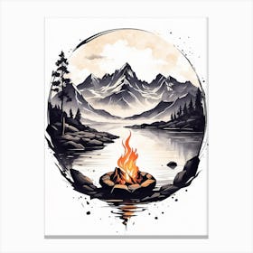 Campfire In The Mountains Canvas Print