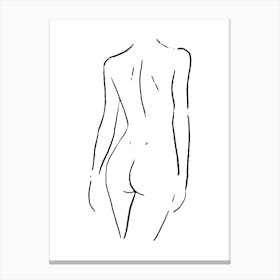 Female Body Sketch 1 Black And White Canvas Print