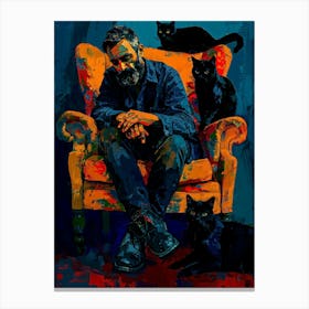 Man And His Cats Canvas Print