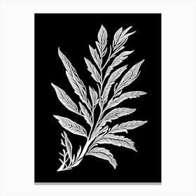 Summer Savory Leaf Linocut 1 Canvas Print