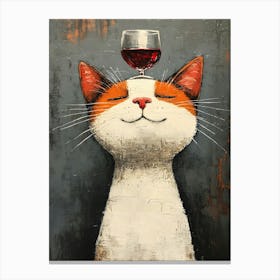 Cat Balances Wine 7 Canvas Print