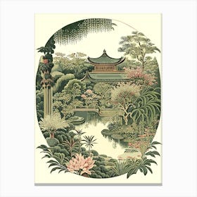 Lan Su Chinese Garden 1, Usa Vintage Botanical Canvas Print