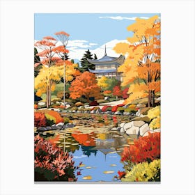 Denver Botanic Gardens, Usa In Autumn Fall Illustration 2 Canvas Print