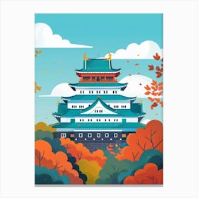 Nagoya Castle 2 Colourful Illustration Canvas Print