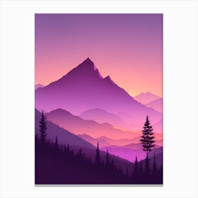 Misty Mountains Vertical Composition In Purple Tone 56 Canvas Print