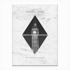 London Elizabeth Tower Coordinates Canvas Print