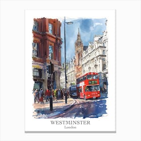 Westminster London Borough   Street Watercolour 4 Poster Canvas Print