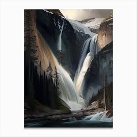 Takakkaw Falls, Canada Realistic Photograph (1) Canvas Print