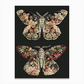 Night Butterflies William Morris Style 10 Canvas Print
