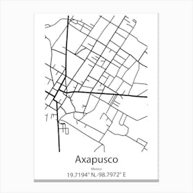 Axapusco,Mexico Minimalist Map Canvas Print