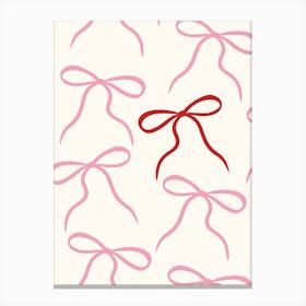 pink and red Bows On A cream Background pretty Canvas Print