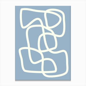 Modern Abstract Minimalist Aesthetic One Line Art in Gray Blue Canvas Print