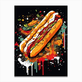 Hot Dog Basquiat style Canvas Print