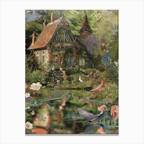 Fairytale Monet Pond Scrapbook Collage 4 Canvas Print