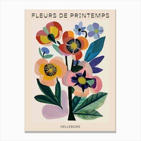 Spring Floral French Poster  Hellebore 4 Canvas Print
