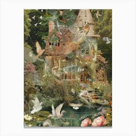 Fairytale Pond Scrapbook Collage 1 Canvas Print