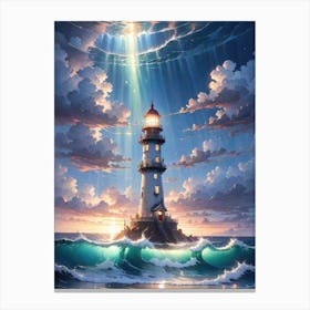 A Lighthouse In The Middle Of The Ocean 41 Canvas Print